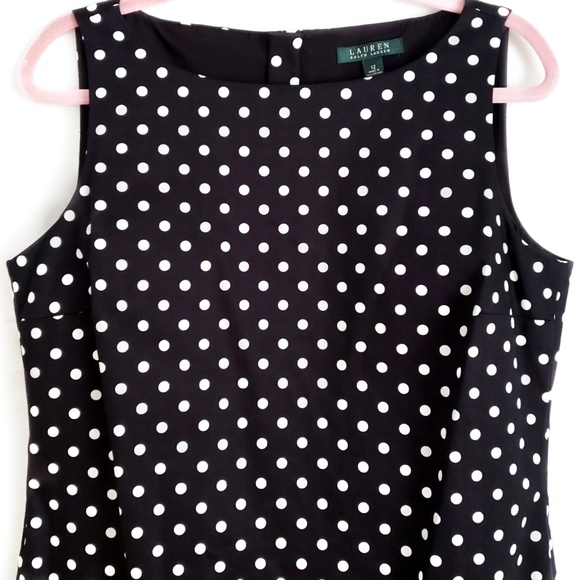 Ralph Lauren polka dot sheath dress NWOT 12 black - Picture 3 of 6